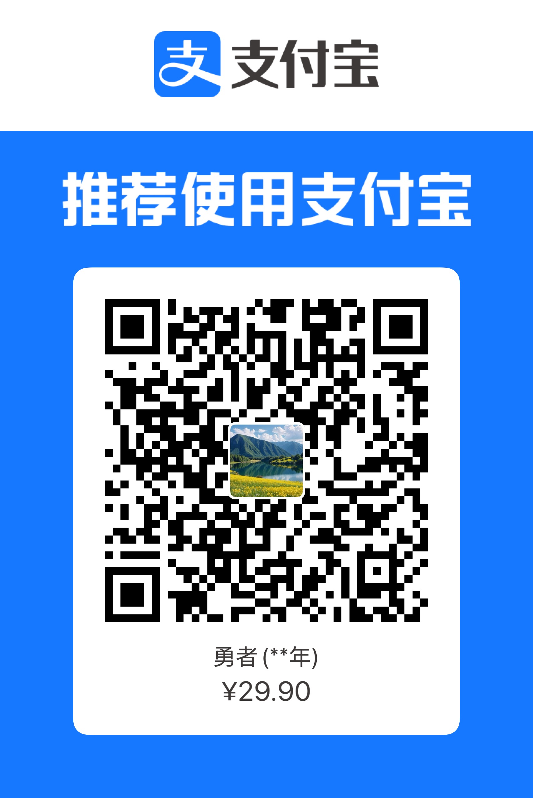 支付宝扫码付款 29.9元