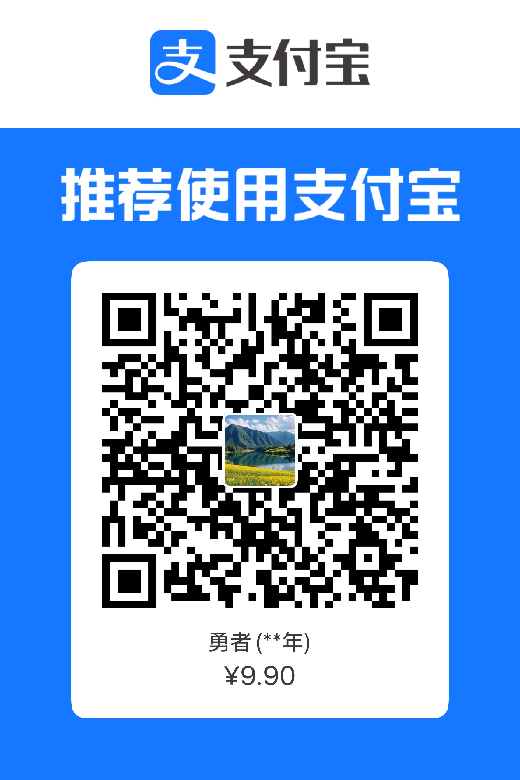 支付宝扫码付款 9.9元